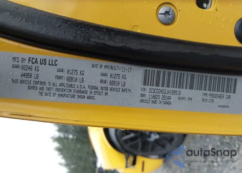 2018 Dodge Challenger Sxt z USA, uszkodzony, nr VIN 2C3CDZAG3JH199516